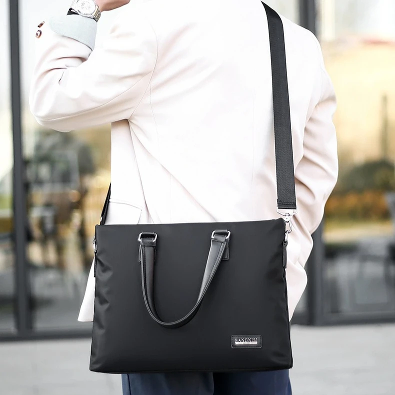 

Водонепроницаемая мужская сумка из ткани Оксфорд, деловой портфель, вместительная сумка для ноутбука 14 дюймов, сумка через плечо.