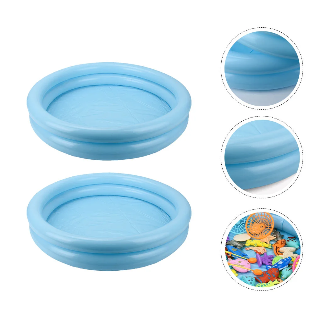 

2 Pcs Inflatable Play Sand Tray Toys Trays Portable Pool Space Moldable Game Blue Child