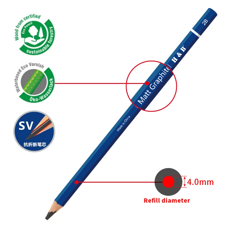 H&B 6pc/9pc Sketching Professional Pencil Set Matte Art Supplies Lapices for Students Stationery Drawing Tools Painting