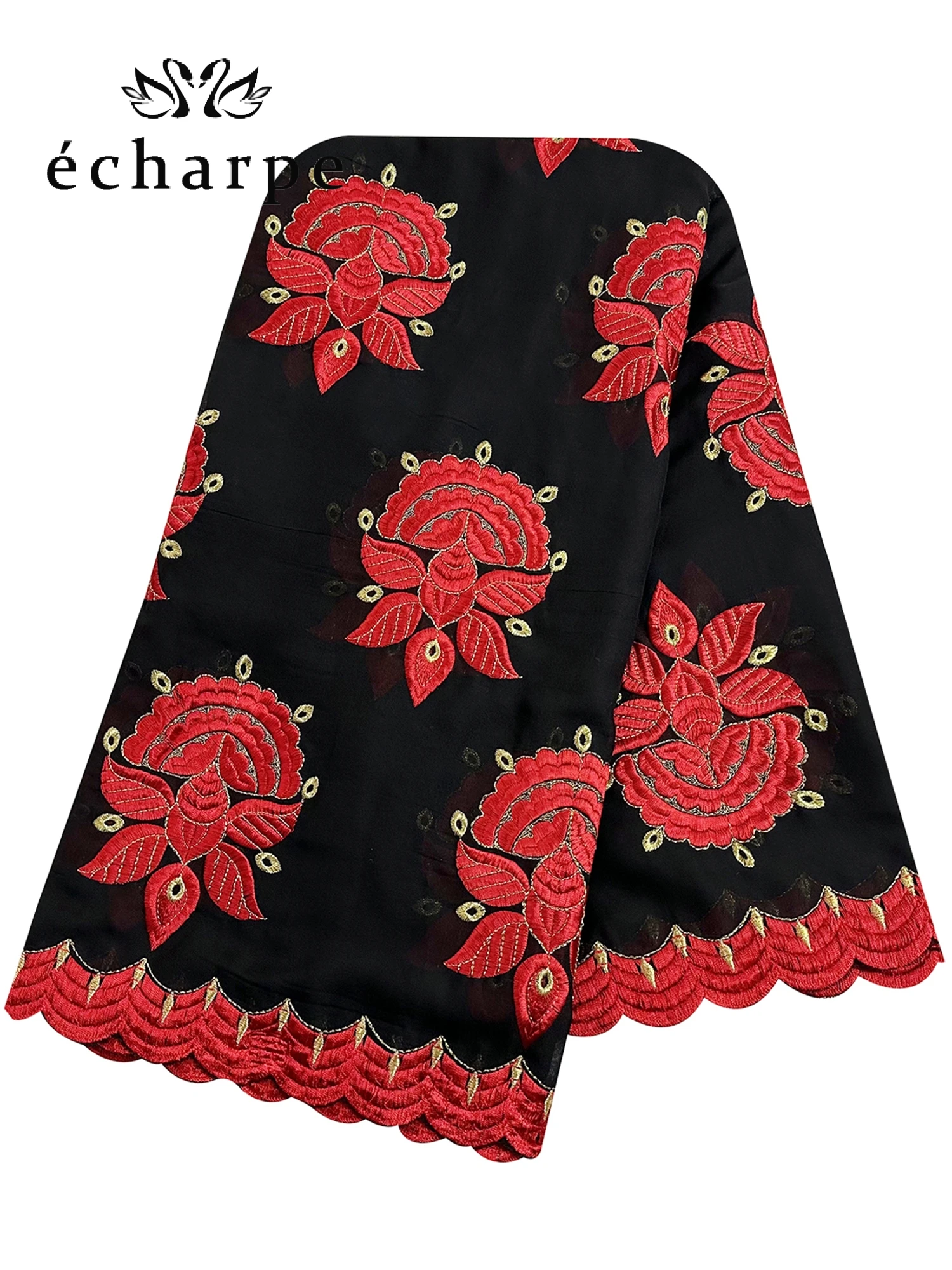 2022 New African Islamic Women Scarf Fashion Pashmina Turban Pray 100% Cotton Embroidered Shawl Wrap Muslim Party Hijab for Lady