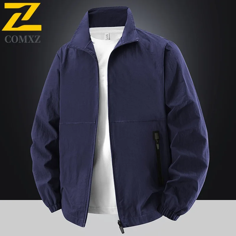 COMXZ Men Jacket Lightweight Windproof Wrinkle Resistant Outdoor Hiking Travel Camping Jackets Autumn Casual Sports Outerwear