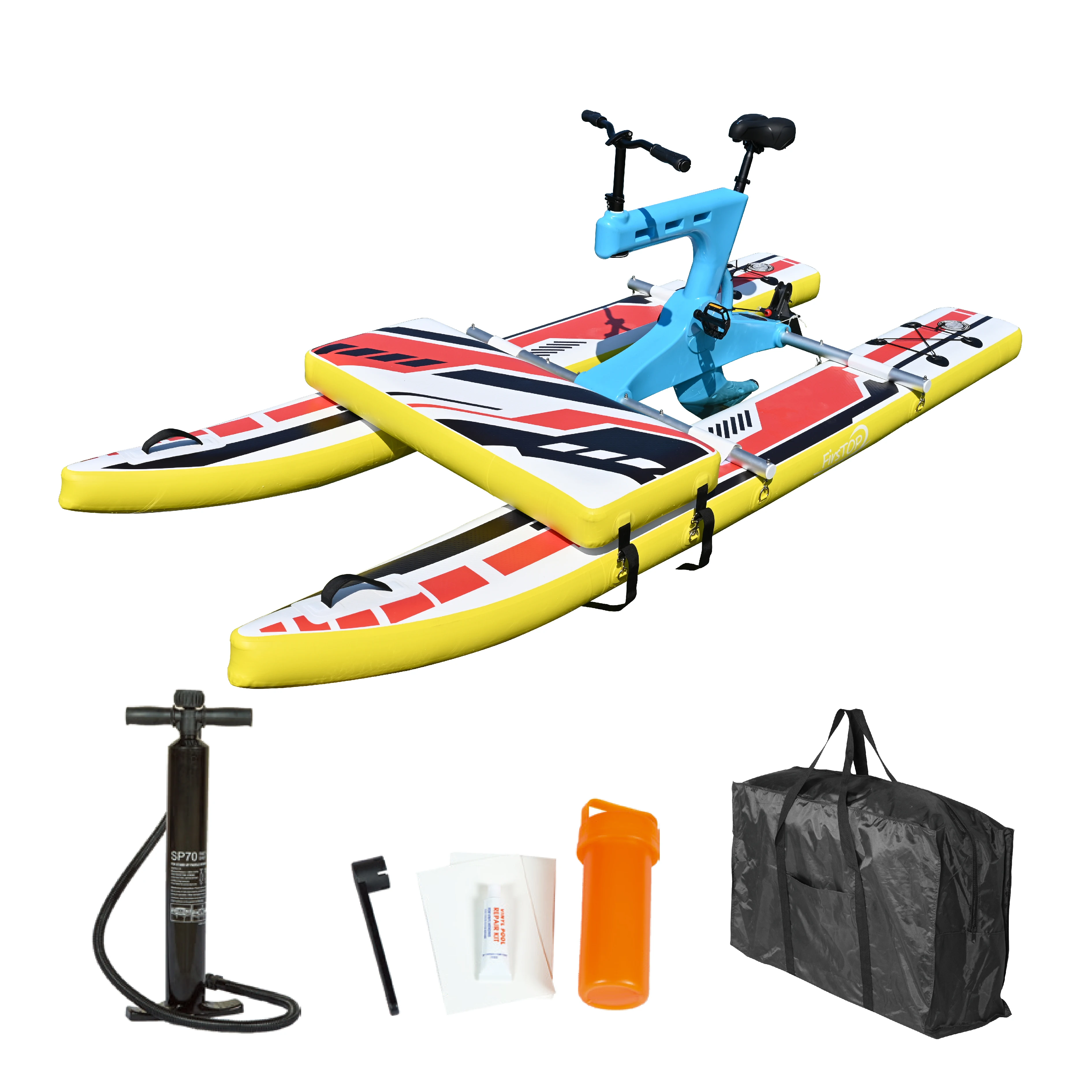 

2023 Newly Water Play Equipment Inflatable Water Bicycle Pontoon Lake Sea Inflable Board With Bike