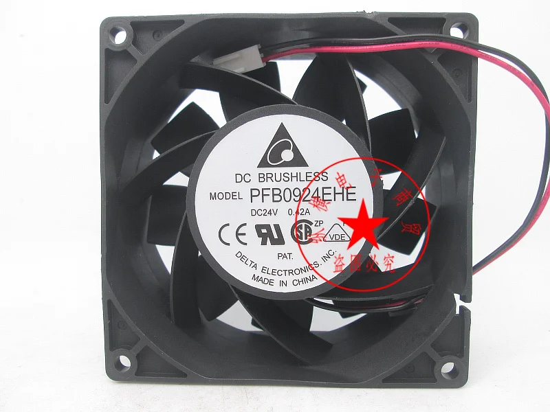 Delta Electronics PFB0924EHE DC 24V 0.76A 90x90x38mm 2-Wire Server Cooling Fan