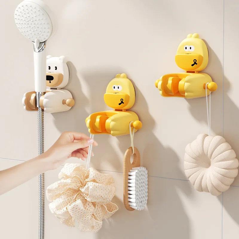 

Cartoon Suction Cup Shower Bracket, Strong No-hole Bathroom Rack, Fixed Artifact, Removable Sticky Hooks, Household