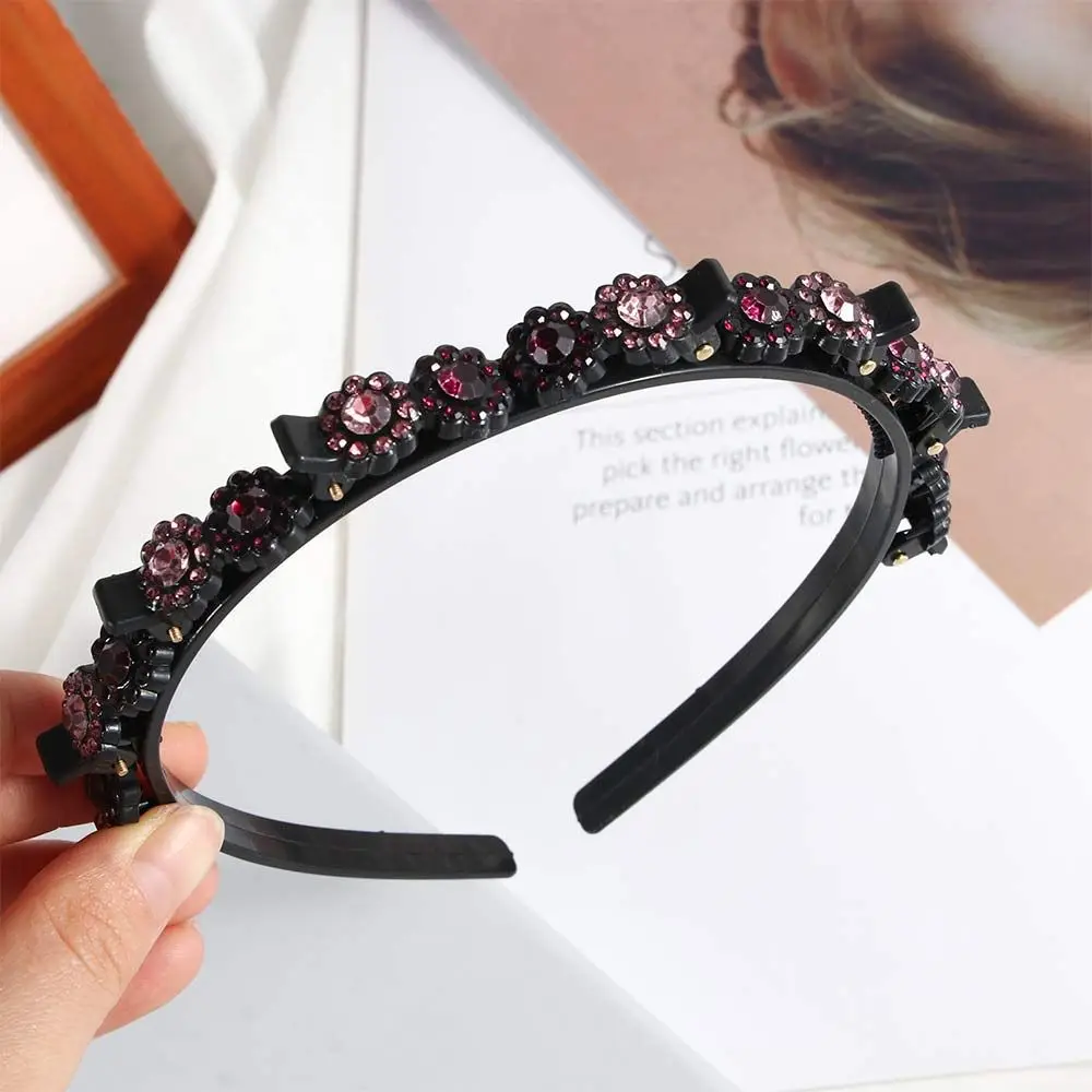 Antislip Fixed Multi-storey Flower Broken hair artifact Toothed Clip Styling Tool Weave Head Hoop Black Braided Hair Clip