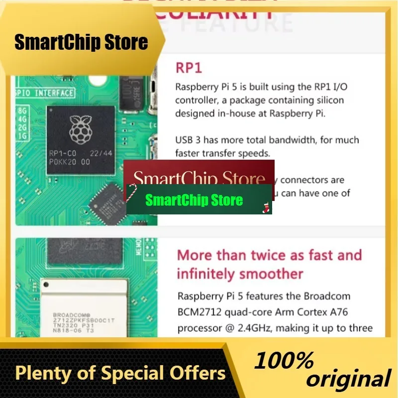 SmCpOfficial Raspberry Pi 5 With Cortex-A76 And Linux, Available In 1GB/2GB/4GB/8GB/16GB RAM, Optional Single-board Package