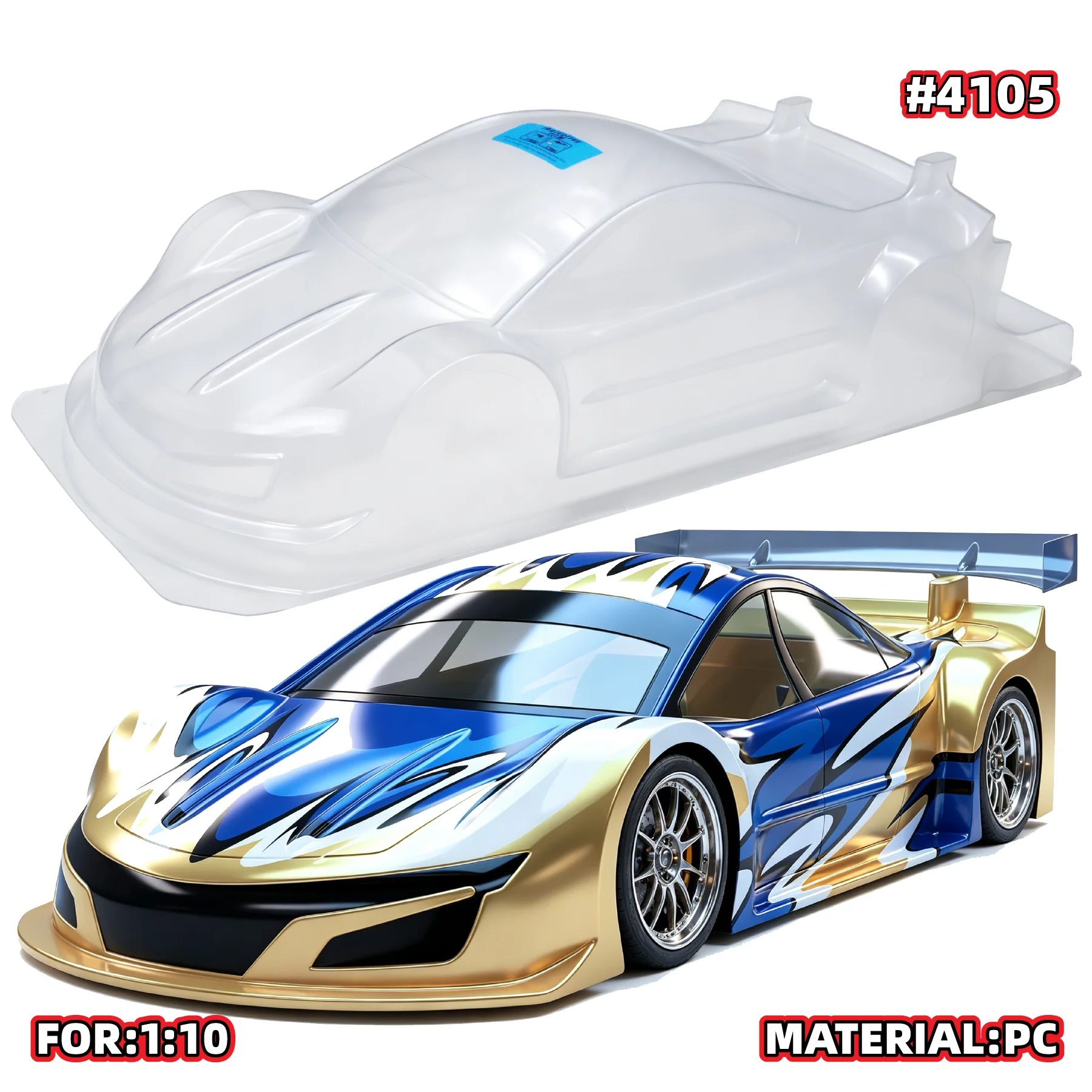 190mm Body Shell PC 110 Vortex With Decorative Decals Rear Wing For 1/10 RC On Road Touring Street Drift Car AVALON 4105 Chassis