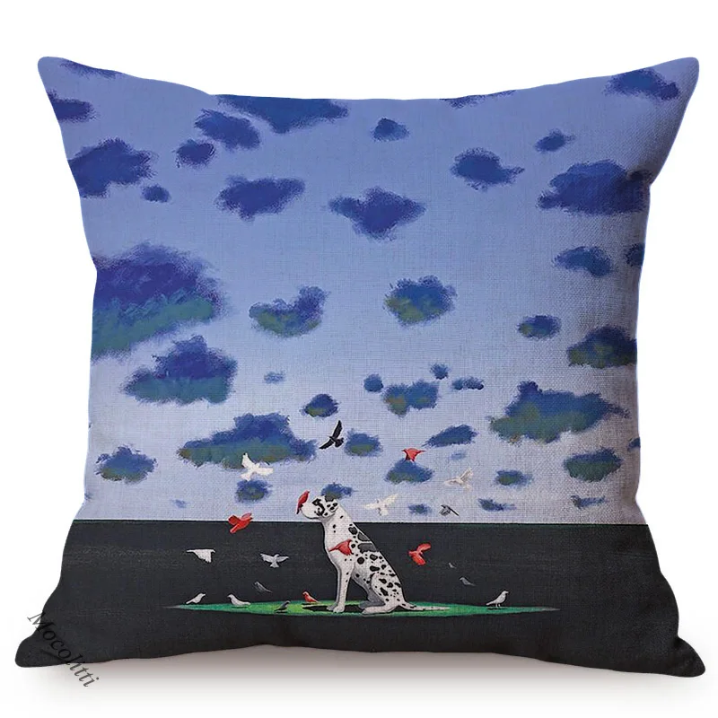 Nordic Surrealism Style Sofa Cushion Cover Horse Deer Cow Animal Pattern Living Room Decoration Linen Throw Pillow Case Cojines