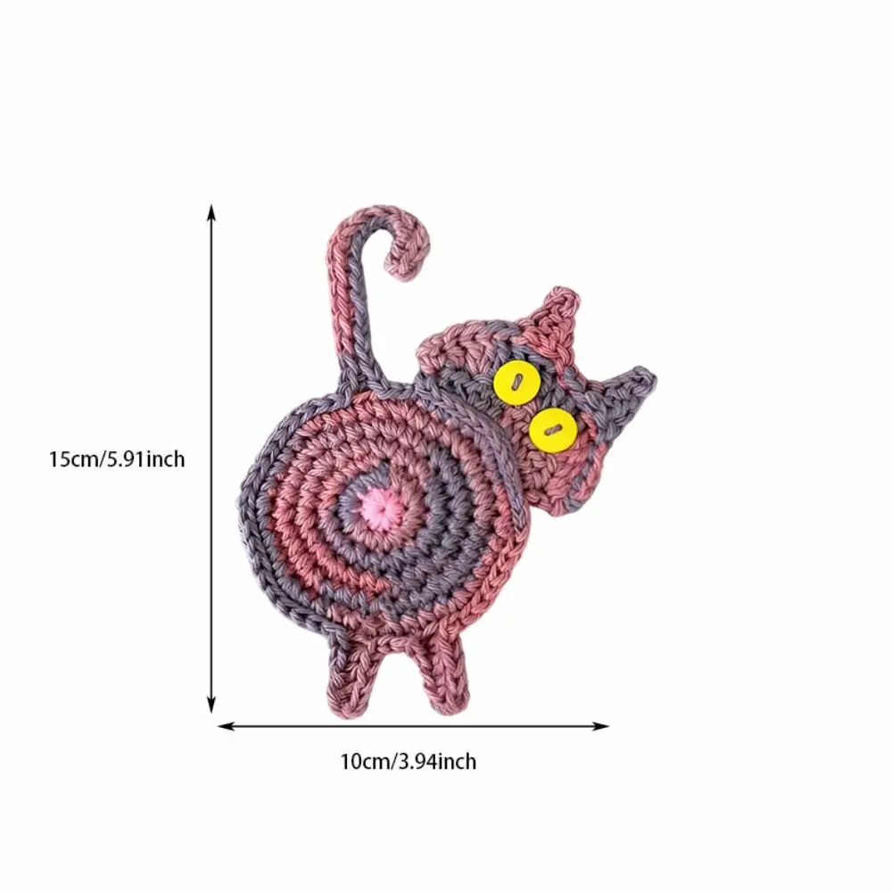 Cute Cat Butt Coasters Non-Slip Knitted Crochet Drink Mat High Temperature Resistant Easy To Clean Cute Cat Coasters