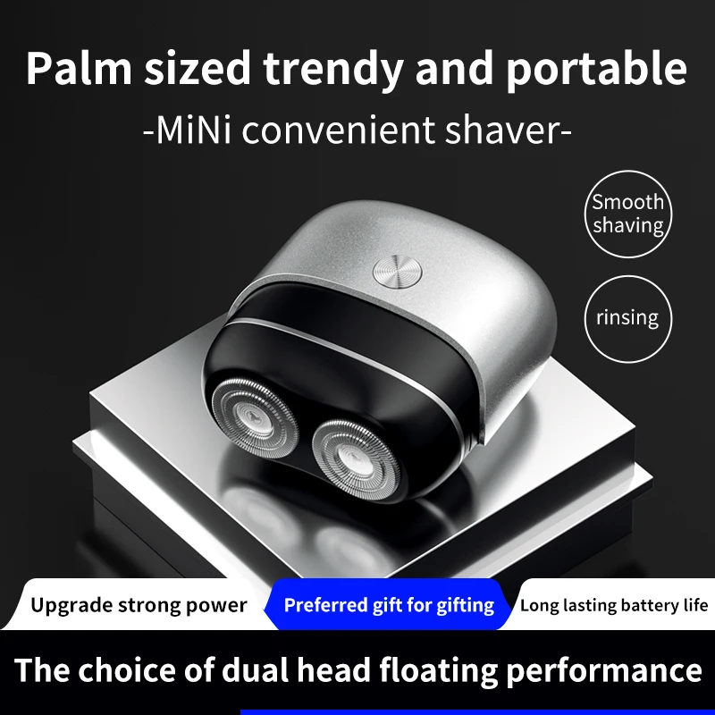 STLF Upgraded Rechargeable Electric Rotary Shaver for Men Mini Magnetic Electric Razor with 2 Heads