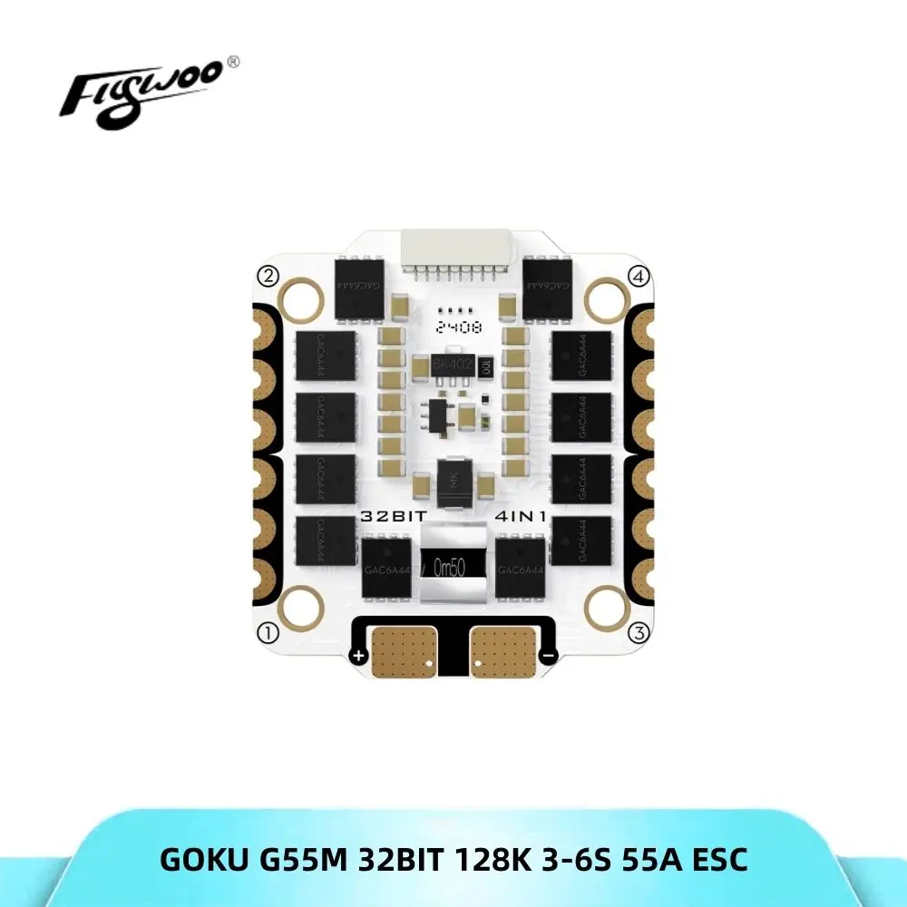

Flywoo GOKU G55M 32BIT 128K 3-6S 55A ESC AM32 (30,5x30,5) для запчастей для дрона fpv своими руками