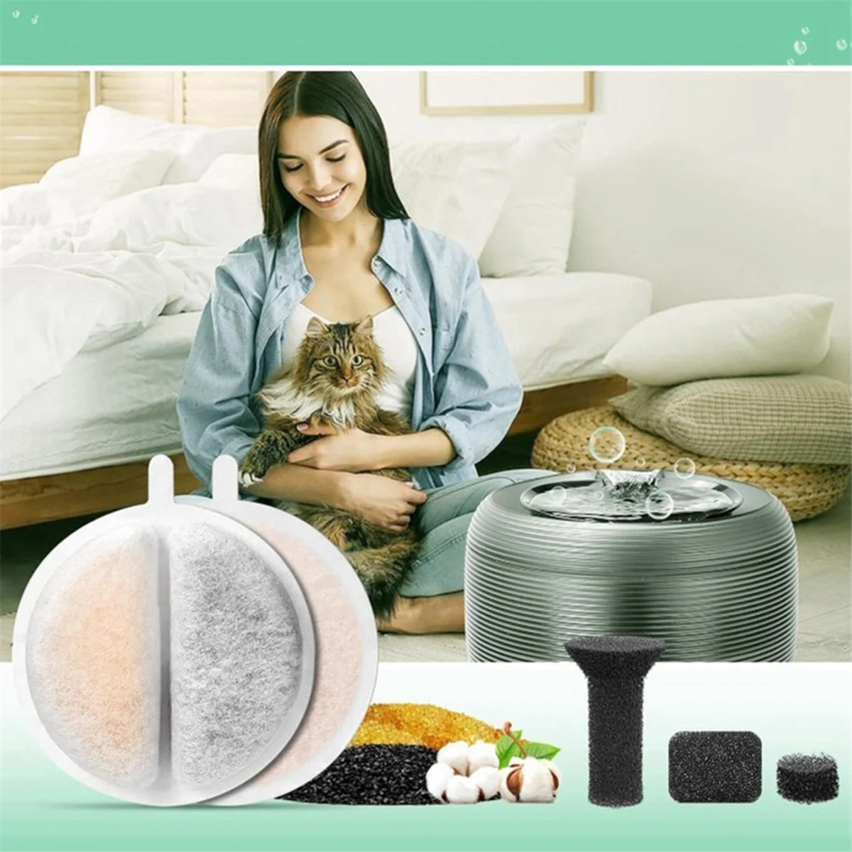 ONCE Cat Water Fountain, High-Efficiency Pet Water Fountain Filters, Compatible with Multiple Models