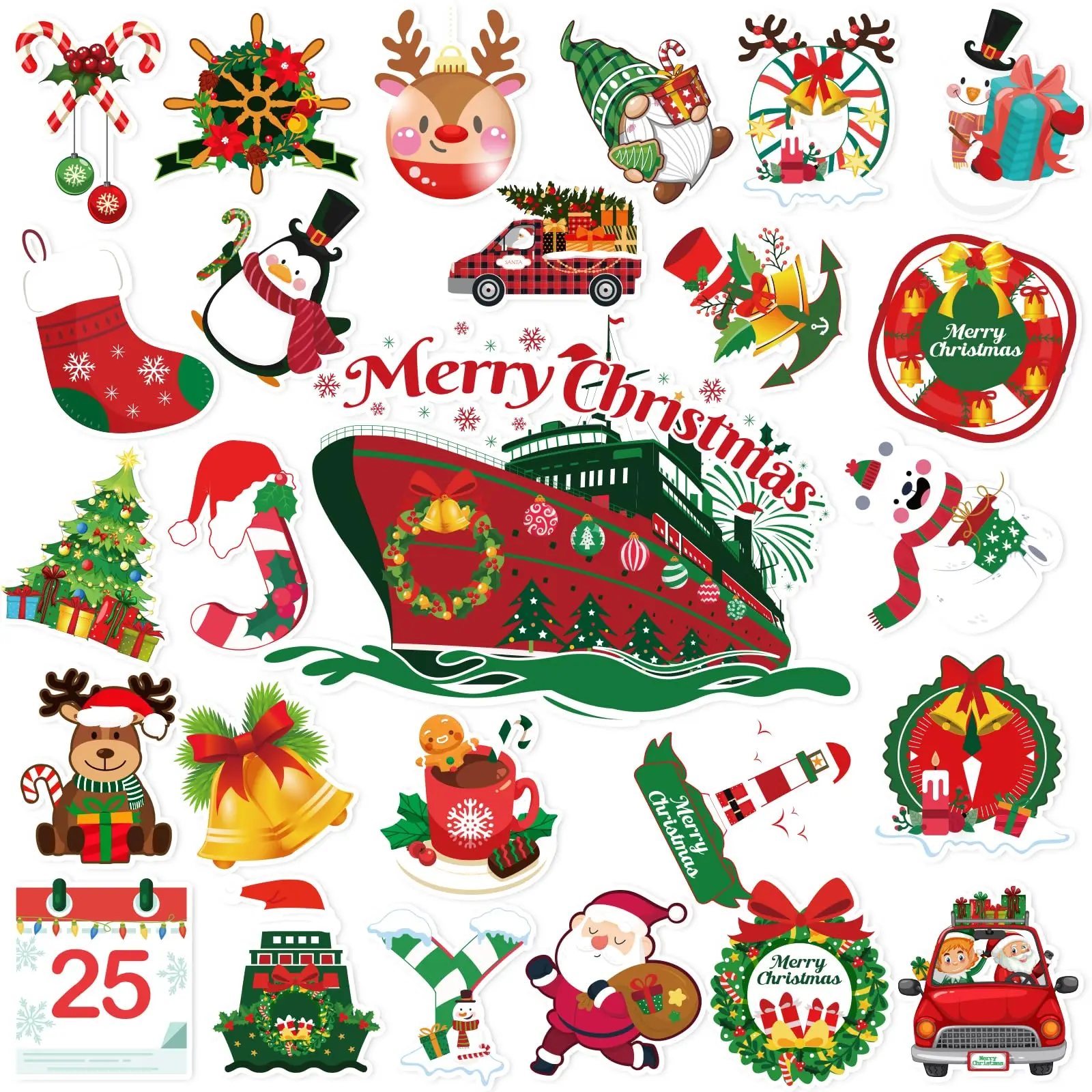 

26Pcs Christmas Cruise Door Magnets Decorations, Xmas Cruise Ship Magnetic Stickers Decorative for Merry Christmas Carnival Part