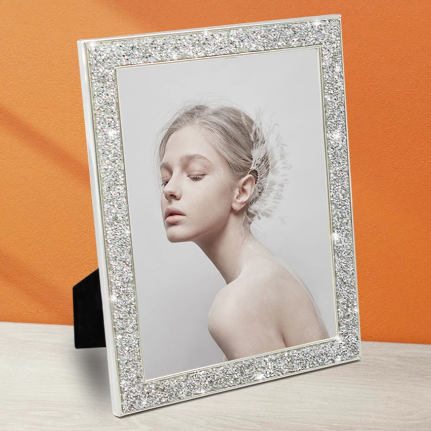 Creative Flash Drill Metal Picture Frame Gold/Silver/Black Light Luxury Photo Frame For Home Photo Decor Personal Gifts