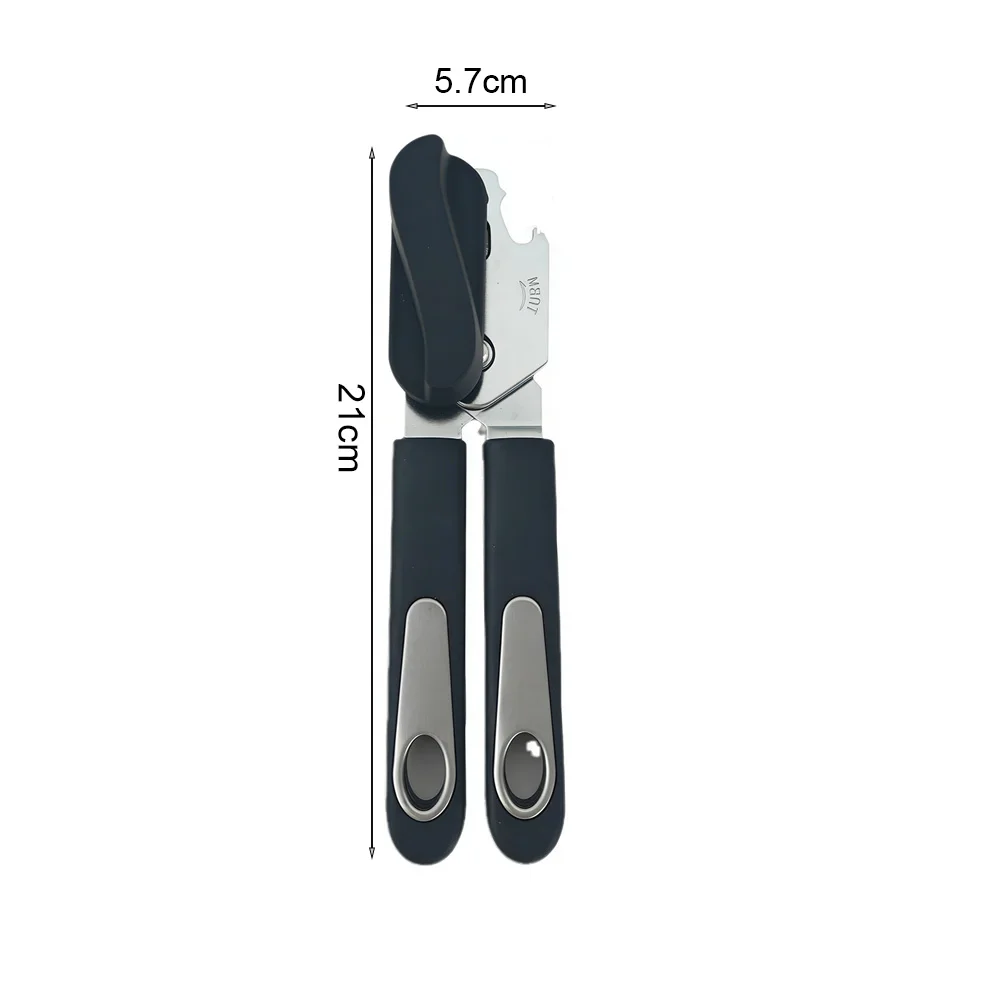 Non Slip Handle Stainless Steel Manual Can Opener Multifunctional Tin Bottle Opener   Kitchen Gadget Tool