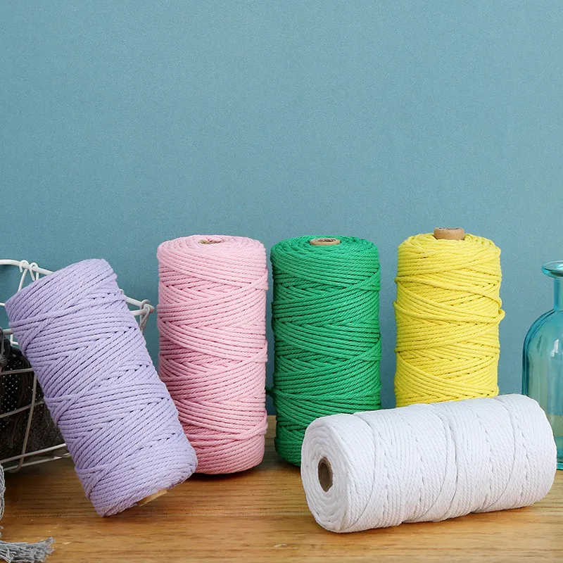 3mm 100m Color Cotton Thread Craft Rope Hemp Rope DIY Home Textile Gift Packaging Wedding Decoration Rope Binding Rope