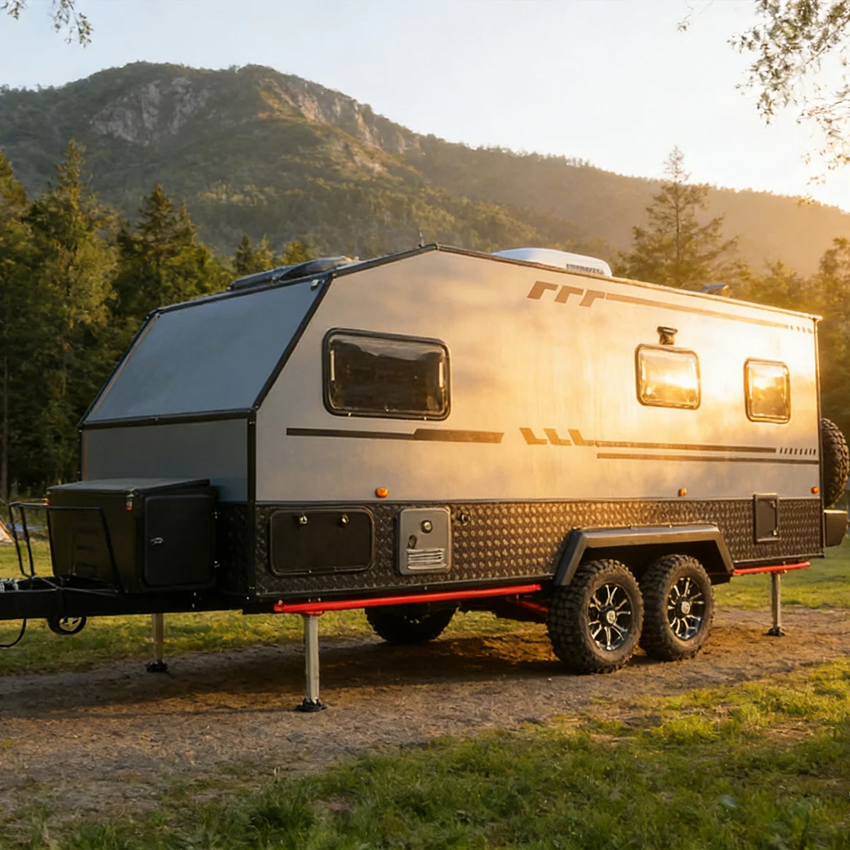 Off Road Teardrop Camper Trailer Lightweight Waterproof Solar Panel Adventure Caravan Camper Customized