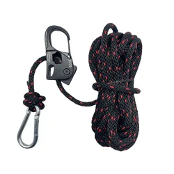 6mm 5m Heavy Duty Camping Tent Cord Adjuster Wind Rope Tie Down Reflective Tightener Fastening Pulley Ratchet Awning Rope Buckle