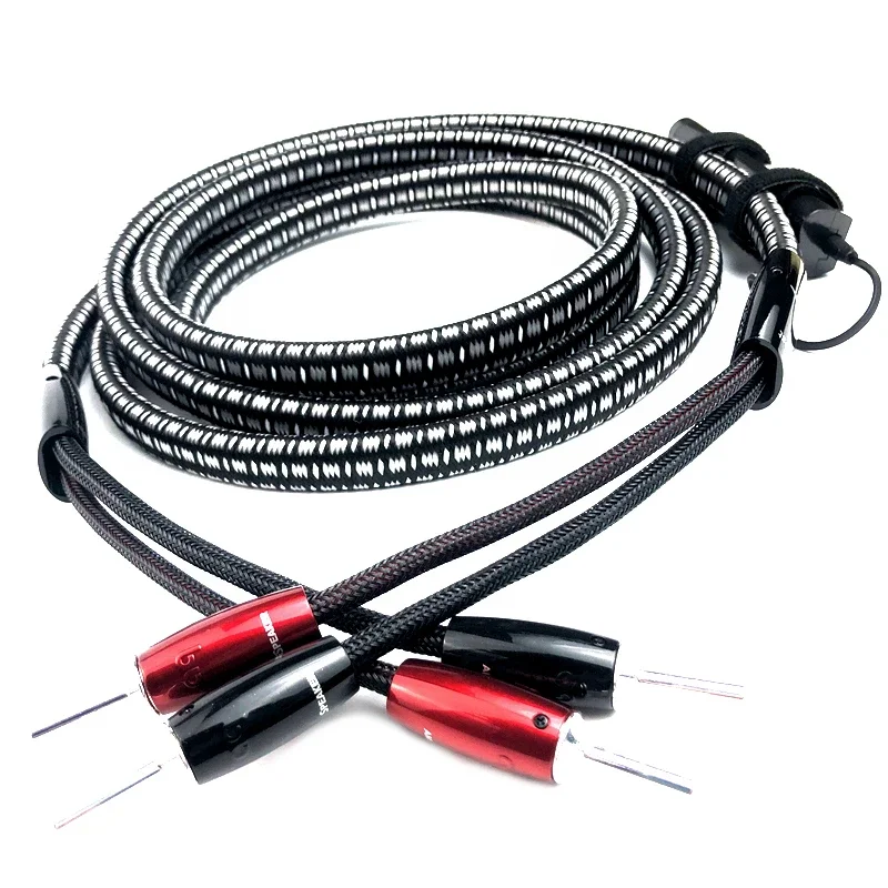 1pcs K2 Center Speaker Cable 1000 Series Silver Banana Plug / Y Spade Plug HiFi Audio Amplifier Speaker Wire