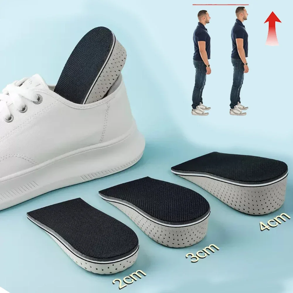 3-4cm Memory Foam Insoles for Shoes Men Height Increase Templates Breathable Sweat-absorbent Insoles for Feet Running Accessorie