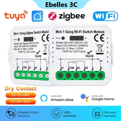 Tuya ZigBee WiFi Smart Switch Module Dry Contact DC 12/24V AC 100-240V Smart Home DIY Breaker Relay Timer Work with Alexa Google