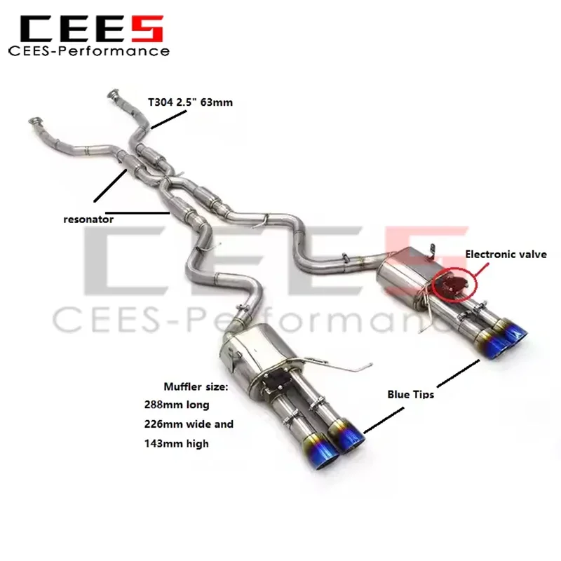 CEES Valvetronic SS304 Exhaust Pipe Assembly for BMW M3 E90/E92/E93 4.0L 2008-2013 Racing Catback Exhaust System