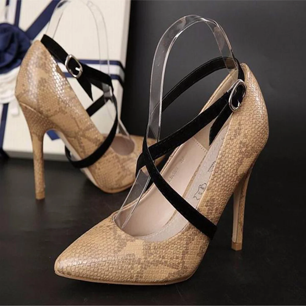 

Detachable Black High Heels Shoe Straps Soft Stretch PU Adjustable Buckles Women Shoelace Replacement Accessories
