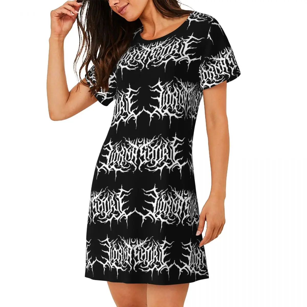 

Lorna Shore Logo Classic Short Sleeves Nightdress For Sleeping Sleepshirts Women Short Sleeve Nightgowns Loose Pajama Dress