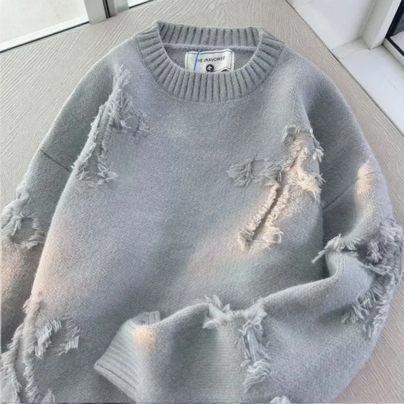 Maglione allentato patchwork nuova moda invernale uomo streetwear maglioni casual da uomo di alta qualità pullover di lavoro a maglia caldi da uomo