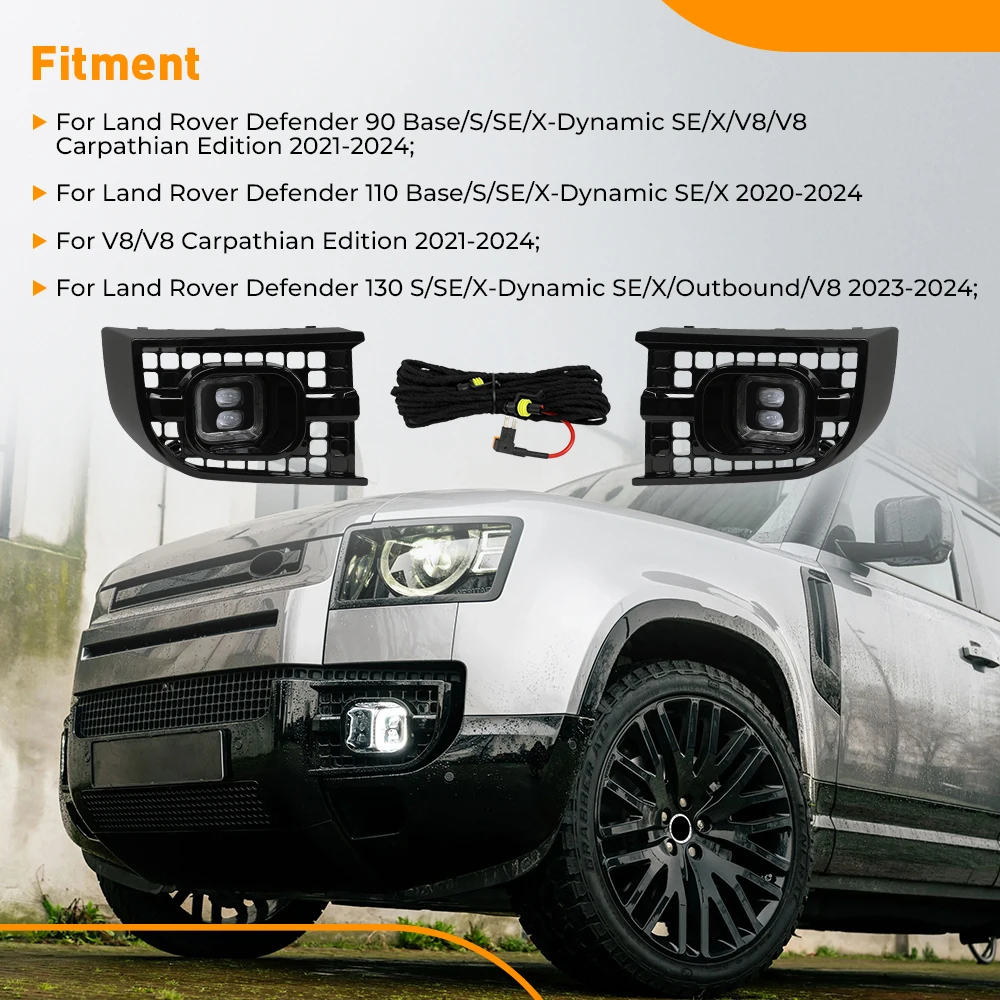 

Fog Lamp Cover For Land Rover Defender 90 110 130 L851 L663 2020-2024 Foglights Car LED Lights