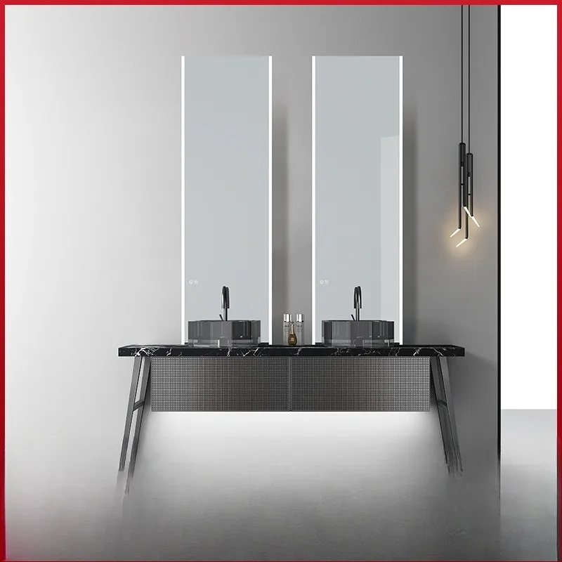 bathroom cabinet acrylic Nordic double basin vertical LED mirror washbasin single basin combination washbasin