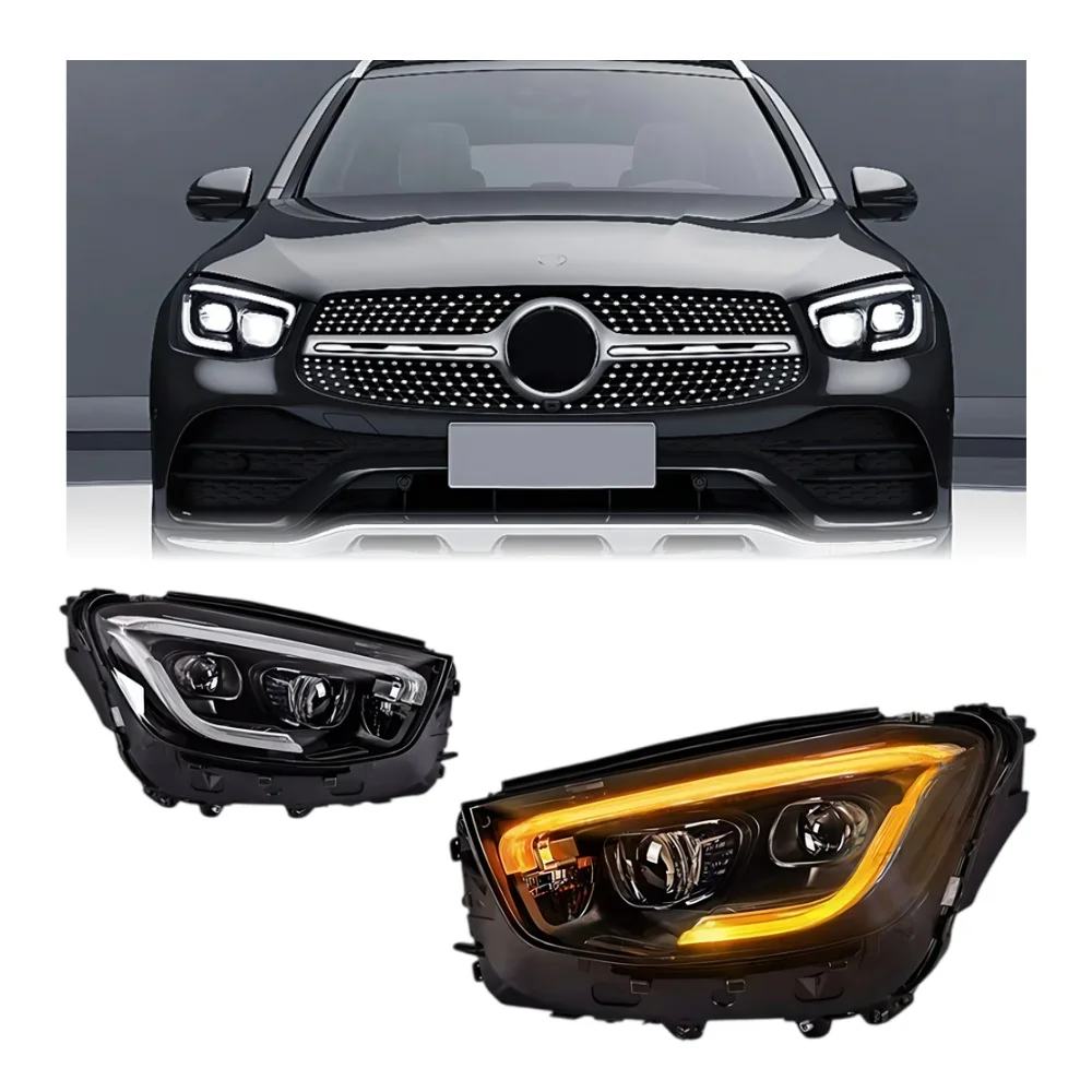 

GLC W253 2016-2022 DRL светодиодные обновленные фары, указатель поворота, модифицированный сигнал в сборе, автоаксессуары