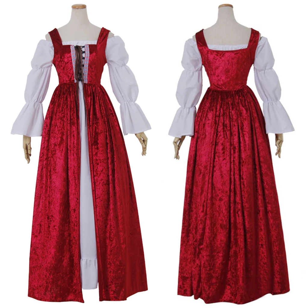 

Women Medieval Dress Retro Vintage Sleeve Renaissance Maxi Dresses for Halloween Carnival Party