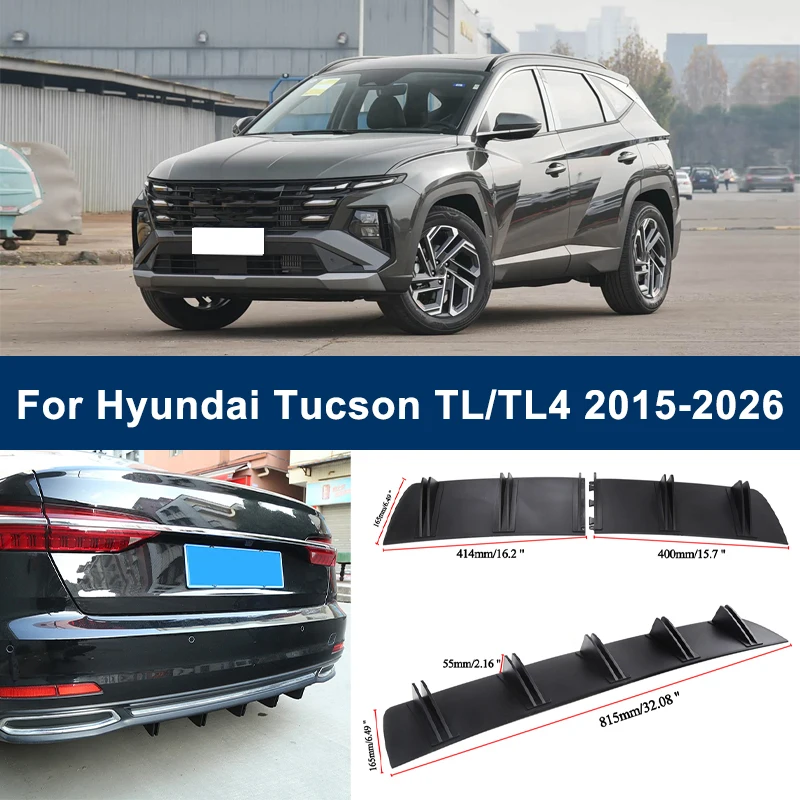 2-Segment Shark Fin Rear Diffuser For Hyundai Tucson TL TL4 2015-2026 Rear Bumper Lip Splitter Chassis Spoiler Tuning Parts