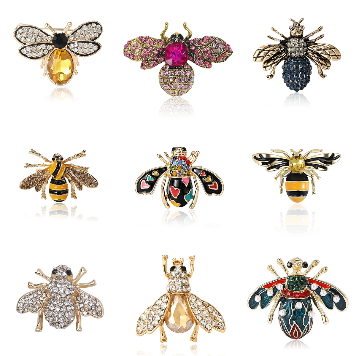 Beautiful Rhinestone Bee Brooches for Women Unisex Insect Pins Multi-color Available Casual Party Accessories Gifts