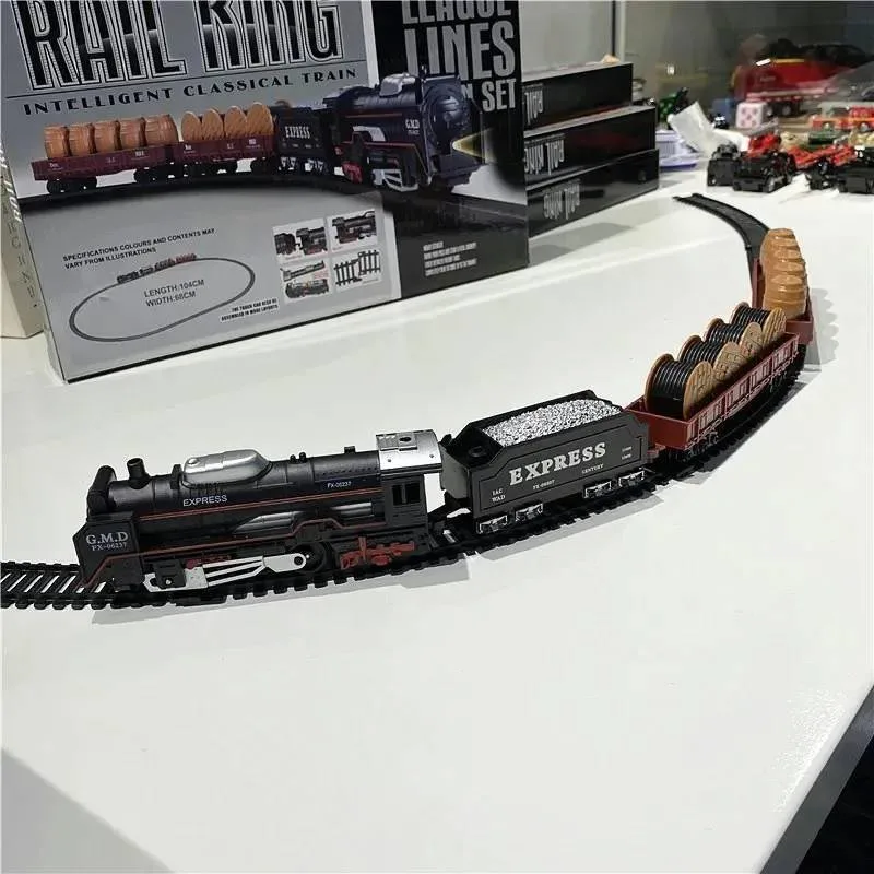 Kids Simulation Electric Train Model with Track Railway Toys Battery Operated Classical High-speed Rail Train Toys For Children