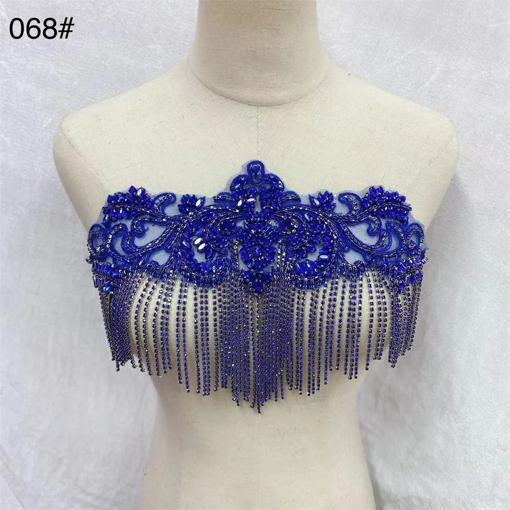 New Handmade crystal rhinestones wedding collar with  tassels  appliques  for clothes decoration