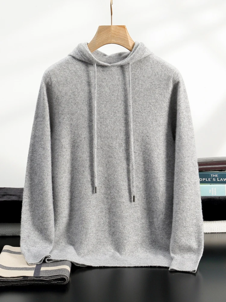 Choice Luxury Men's 100% Cashmere  Sweater Hoodie Autumn Winter Thick Warm Hooded Pullover Casual Smart Jumpers Knitwear Tops