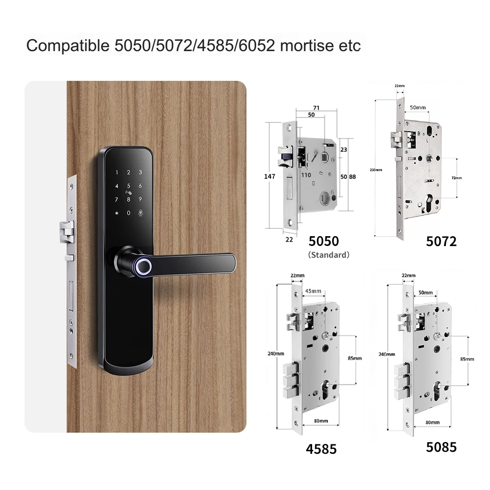 Electronic Tuya Wi-Fi BLE Integrated Lock Remote Control Password Fingerprint Card Keyless Digital Wood Metal  Door Bell 5G