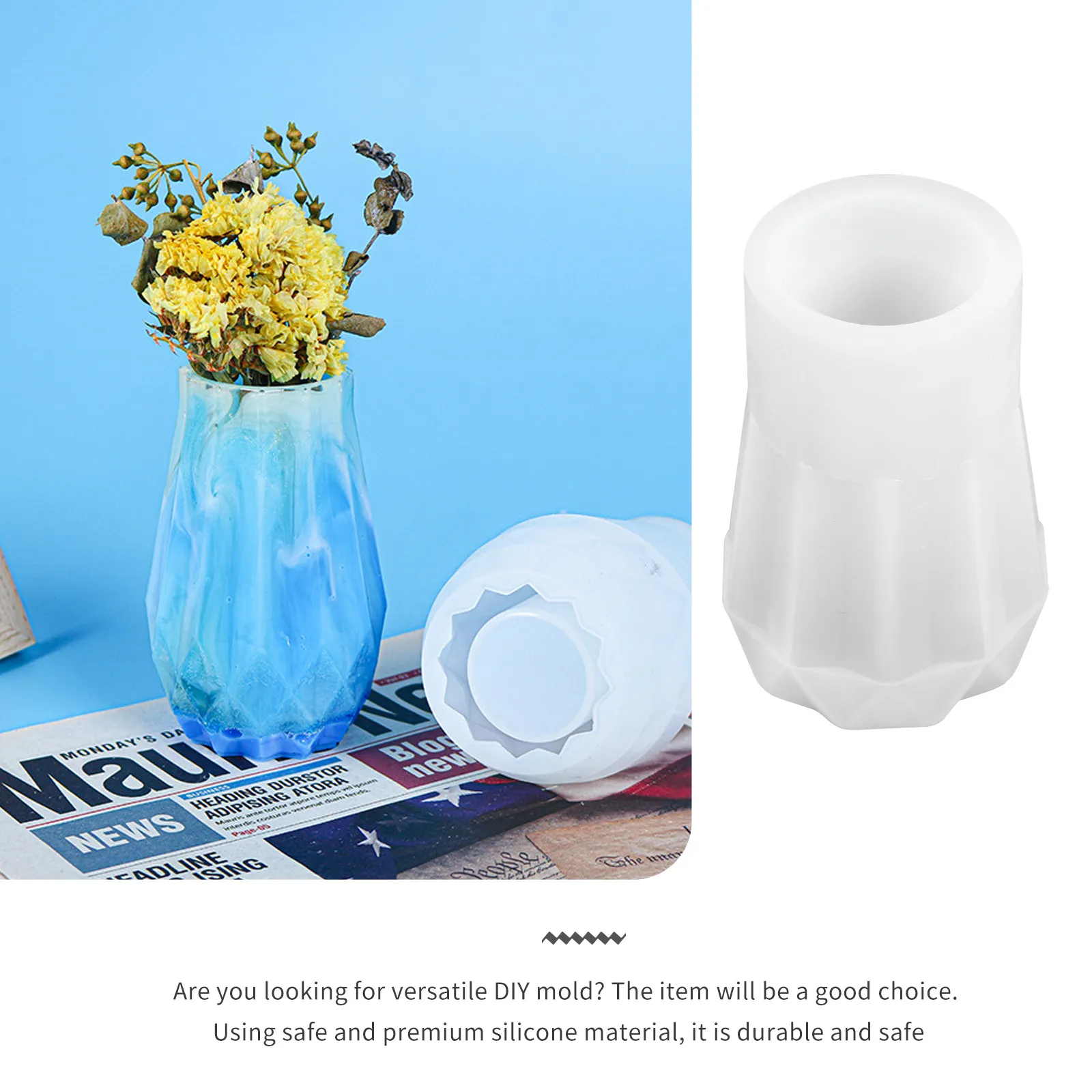 

1Pcs Crystal Clear Silicone Mould for DIY Vase Making Epoxy Resin Casting Flexible Easy Clean Mold for Pen Holder Home Decor