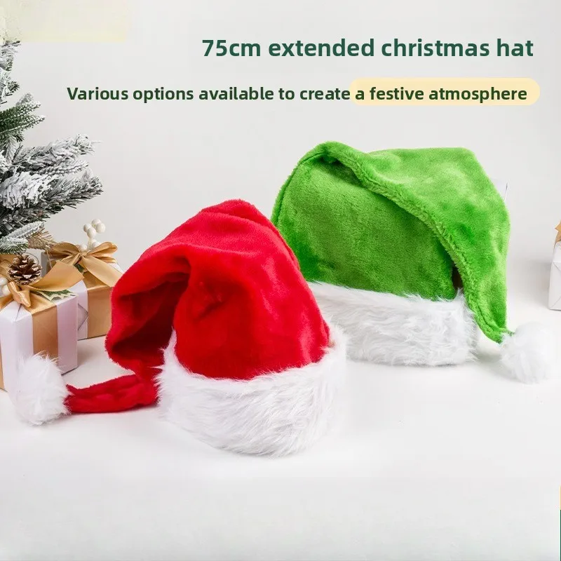 قبعة عيد الميلاد المطولة من القطيفة متعددة الألوان الراقية للكبار قبعة عيد الميلاد زينة عيد الميلاد قبعة تزيين حفلات عيد الميلاد #1