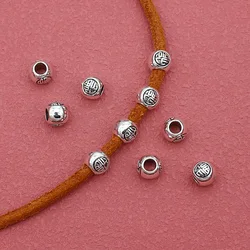 30pcs/Lot Classic Double Sides Chinese Letters Loose Beads 6mm Bracelets Necklace Big Hole Lucky Blessing Spacers DIY Jewelry