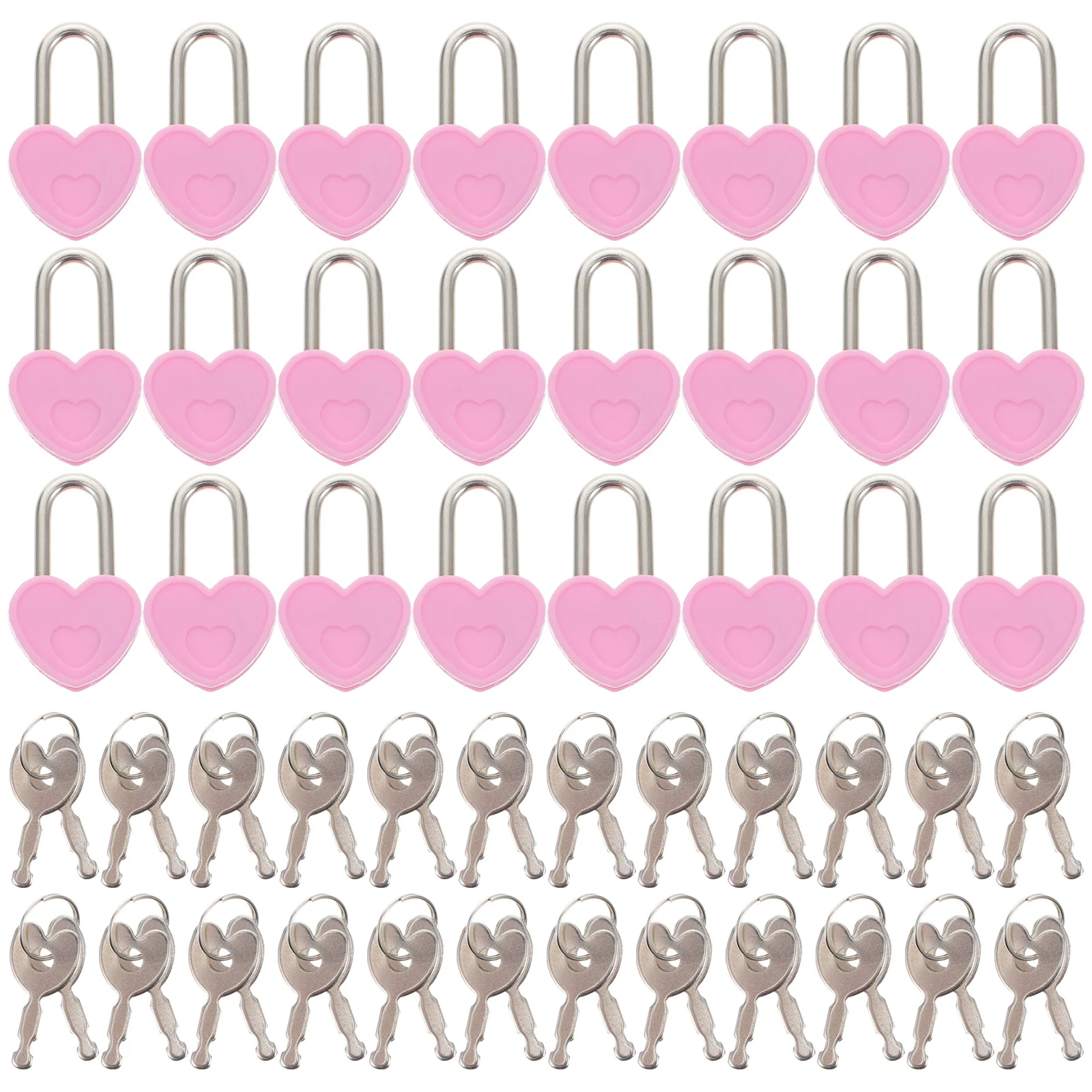 

24 Pcs Mini Heart Shaped Padlock Vintage Style Bright Lock for Suitcase Jewelry Box Handbag Diary Open