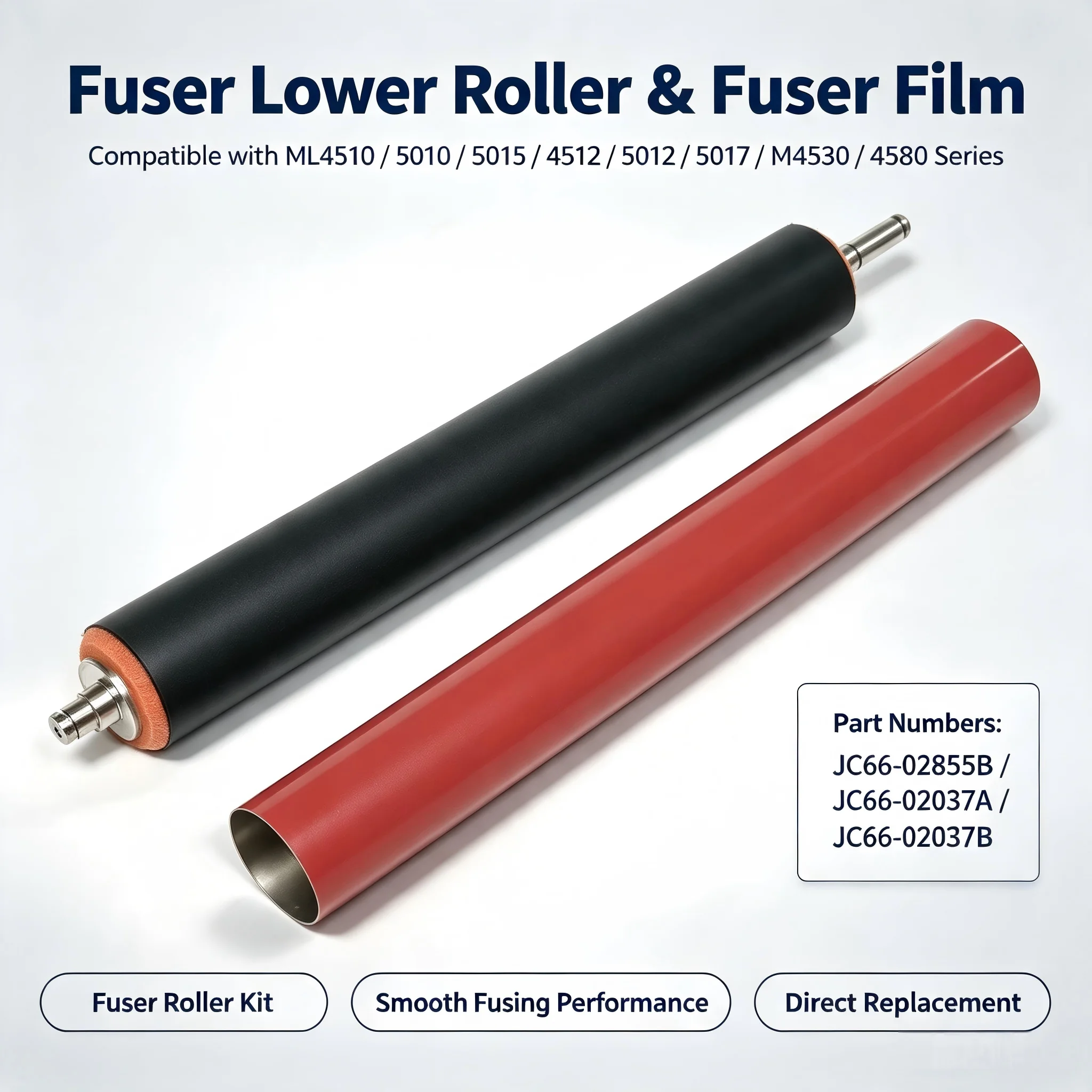 JC66-02855B JC66-02037A JC66-02037B Fuser Lower Roller for Samsung ML4510 5010 5015 4512 5012 5017 M4530 4580 Fixing Film Sleeve