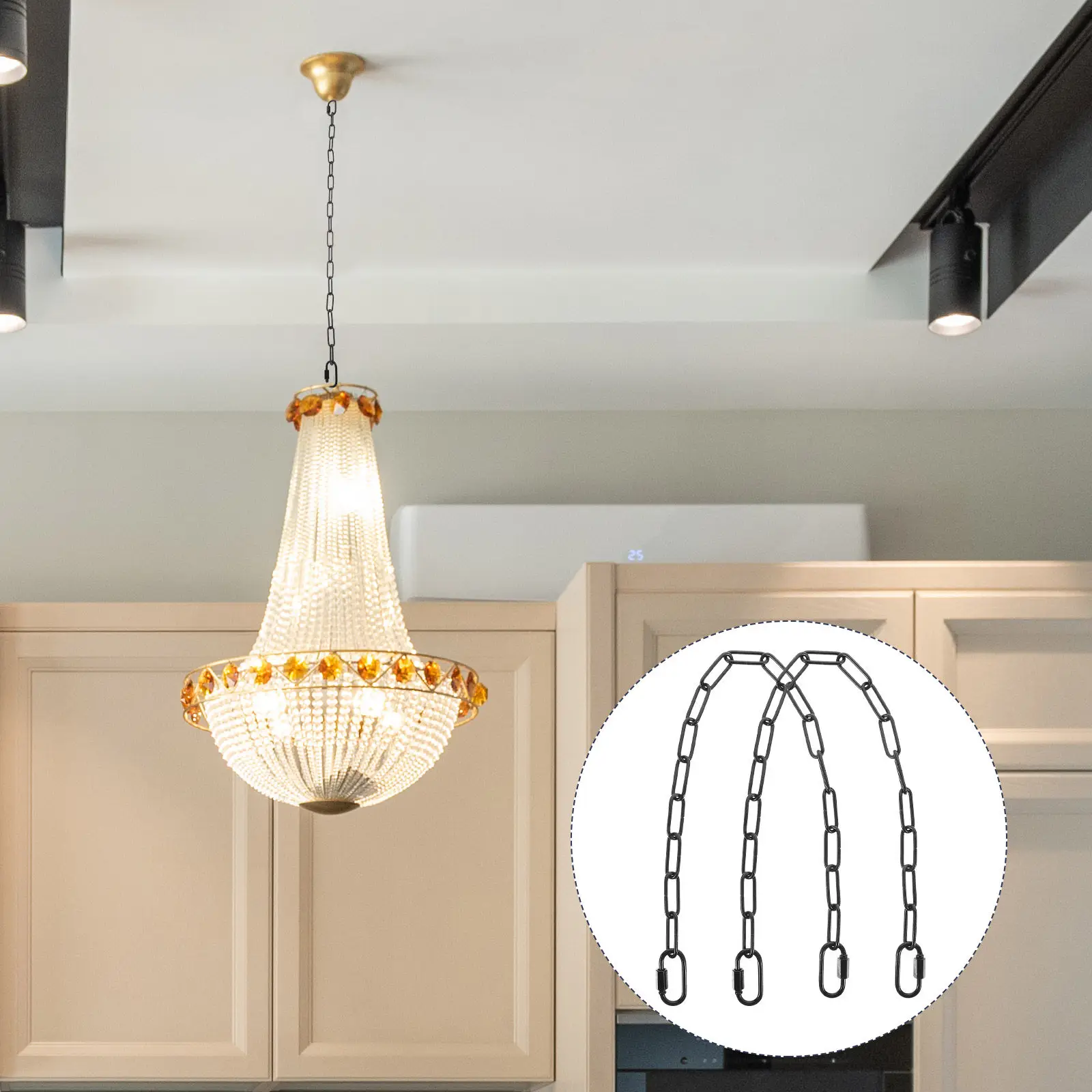 

2 шт. цепи для подвесных светильников, сверхпрочные металлические цепи-удлинители для люстр, светильников, потолочного декора, рукоделия