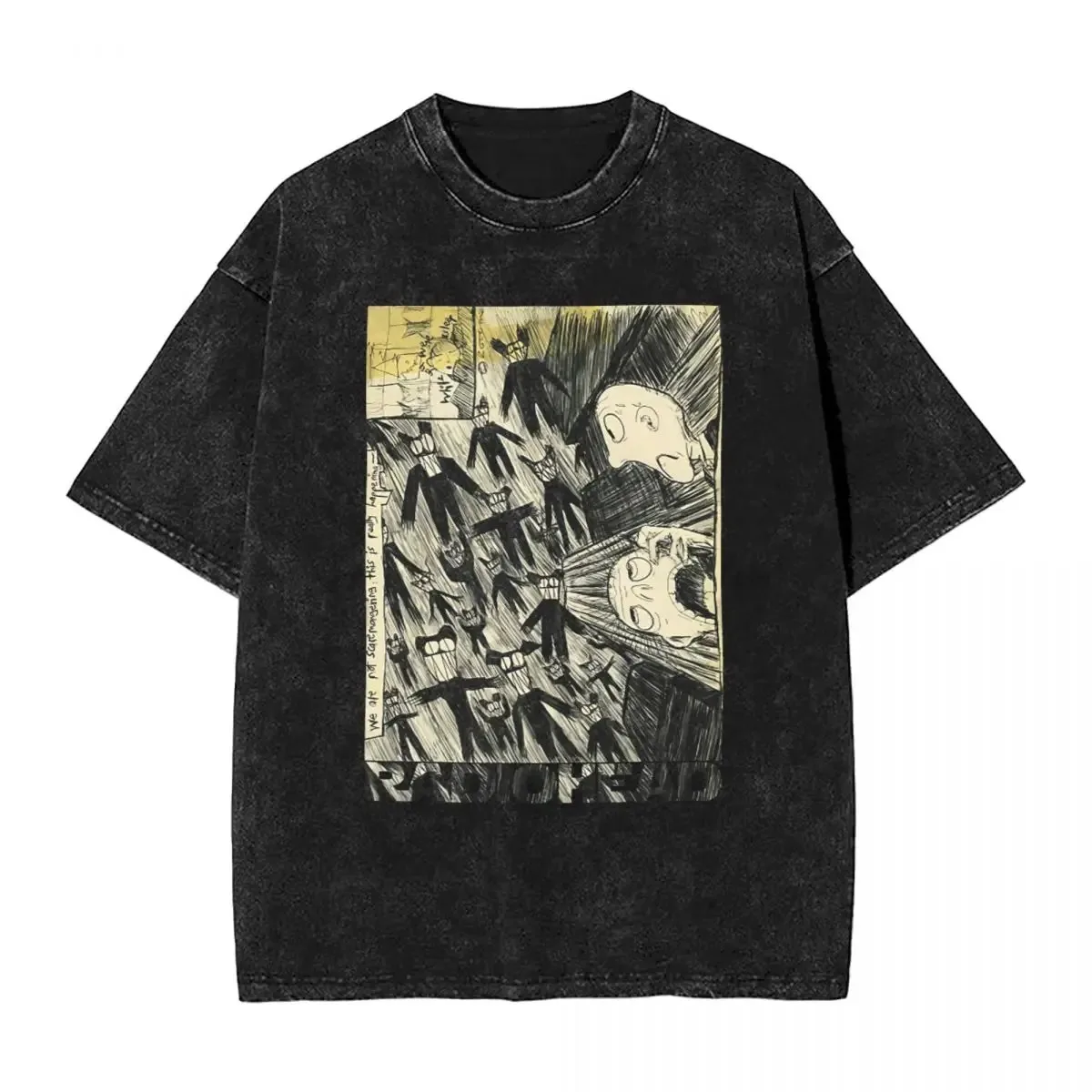 Radiohead Washed T Shirts Streetwear Hip Hop Vintage T-Shirts Tees for Men Women 100% Cotton Harajuku Printed