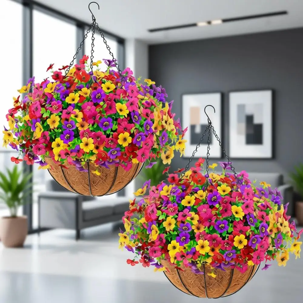 

2-Pack Durable Outdoor Hanging Baskets for Spring/Summer Garden, Porch, and Patio Decor