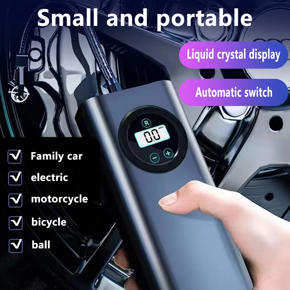 Electric Air Compressor Rechargeable High Precision Car Tyre Inflator LCD Display Electric Tire Pump with Digital Pressure Gauge