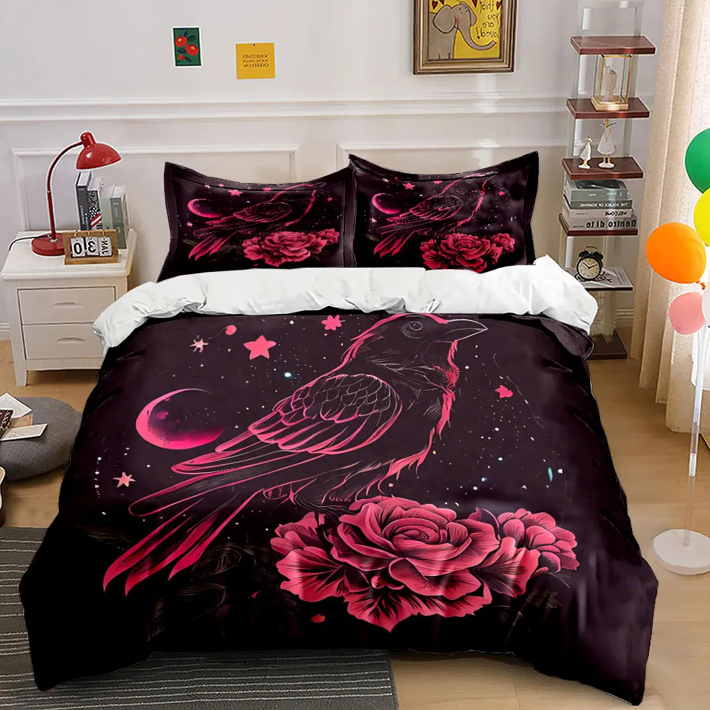 

"Raven Rose Night Decor Set" Soft Comfortable Duvet Cover Bedding Set Included 1*Duvet Cover & 2*Pillowcases, gift
