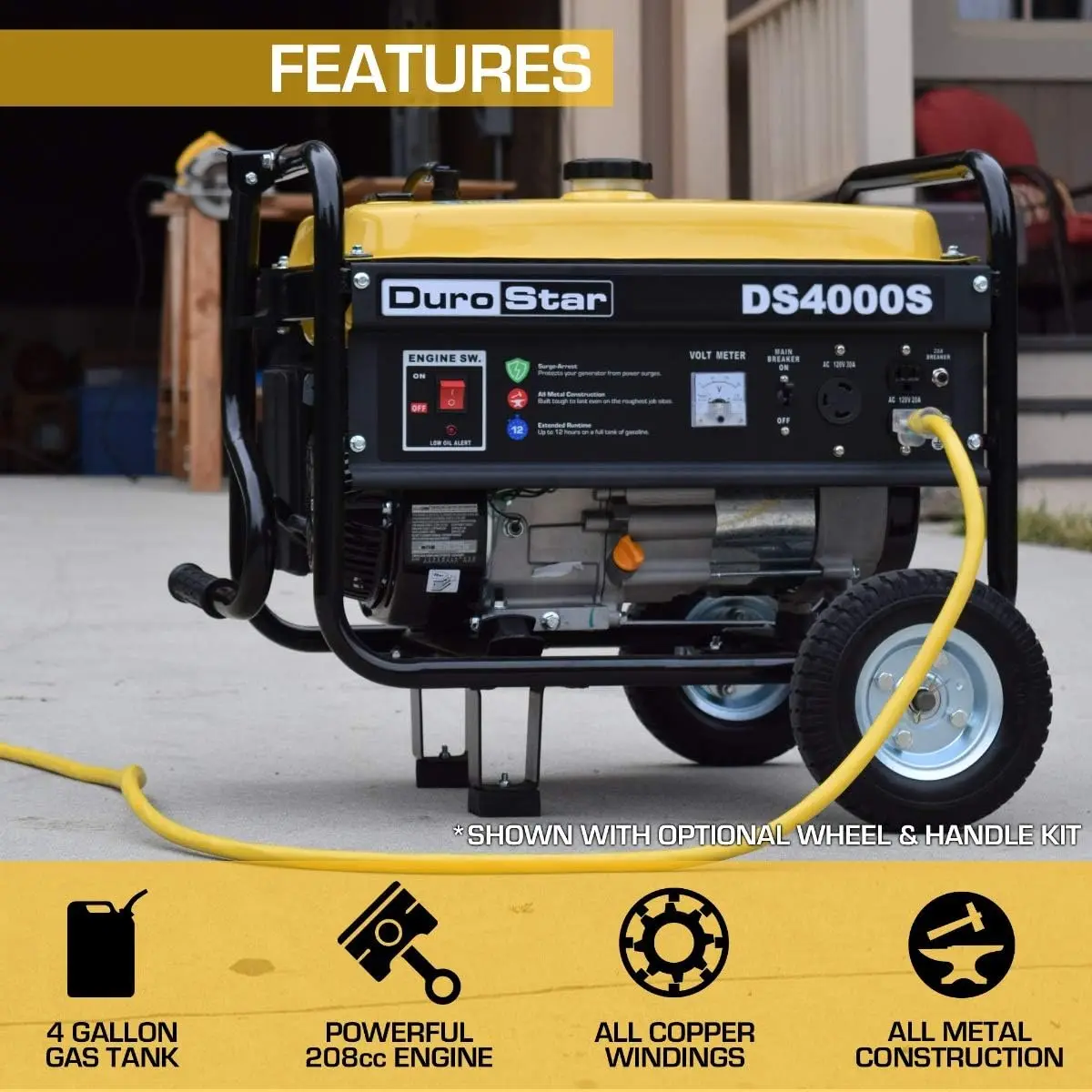 

DS4000S Portable Generator, Yellow/Black